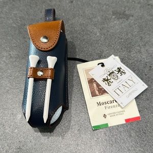 Moscardini Firenze Serarmoni Genuine Leather 3 Golf Ball Travel Holster w/ Balls